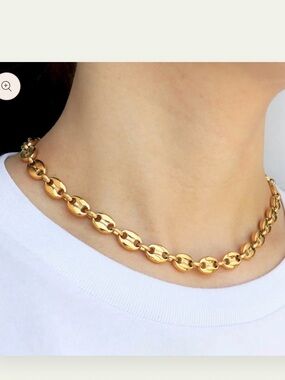 18k Gold-plated Coffee Bean Style Link Necklace